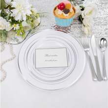 50pcs Silver Plastic Plates, Silver Disposable Dinnerware Set Includes Plates, Dessert/Salad Plates, Silver Forks, Knives And Spoons - Serves 10/25/50 People, Tableware Set Perfect For Weddings, Holidays, Parties