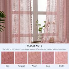 Blush Pink Curtains 2 Panels 84 Inches Long Cotton Crochet Lace Sheer Curtain Cute Soft Baby Pink Curtains For Girls Room Nursery Living Room,Rod Pocket Tassel Semi Sheer Drapes,Dusty Grey Pink - 粉色 - 查看 7