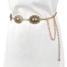 Chain Belt 2025 Summer Fashion New Large Oval Carved Waist Chain - 銅色 - 查看 4