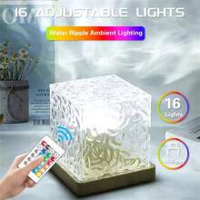 1pc Rotating Starry Sky Night Projection Light - 16 Color Remote Control USB Powered Round/Square Water Wave Atmosphere Lamp, With Birthday Gift, Bedside Bedroom Flame Aurora Shadow Mood Light, Night Light, Desk Lamp Functions