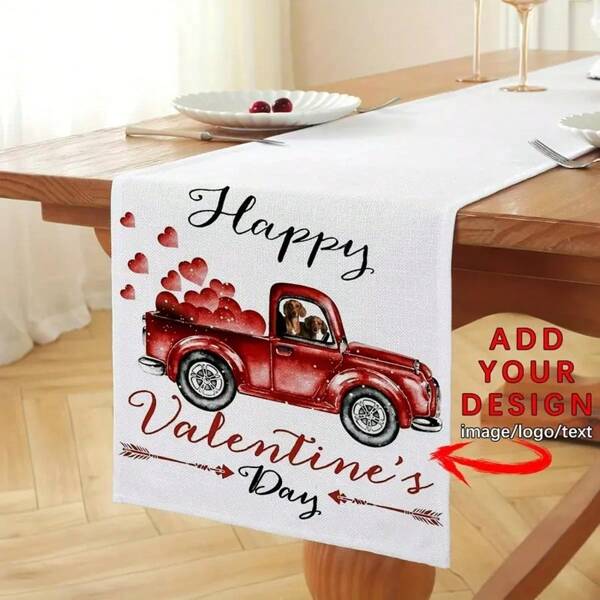 1 pièce de drapeaux de table personnalisés, 33 cm x 182 cm, drapeaux de table vierges imprimés, décorations de table de salon commercial sur mesure, décorations de fête, Saint-Valentin, Noël, Nouvel An, anniversaire, banquet de mariage, drapeaux de table de restaurant