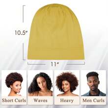 100% Mulberry Silk Bonnet For Sleeping Women, Silk Hair Wrap For Sleeping, Silk Sleep Bonnet For Women&Men, Real Silk, Not Satin, Yellow - Yellow - View 6