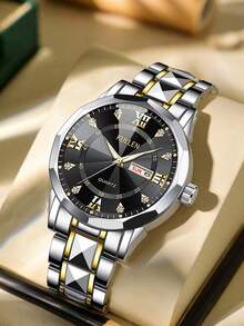 Men's Casual Business Quartz Watch With Calendar, Stainless Steel Strap, Suitable For Daily Life Decoration And Holiday Gifts - Multicolor - View 15