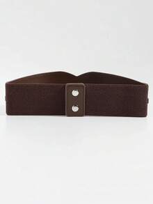 1pc Women's Minimalist Rhombus Decor Waist Belt, Suitable For Halloween Party Or Daily Outfit, Coffee Color