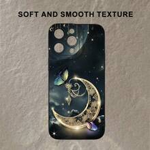Diseño único, creativo y lindo de luna y estrella, funda de teléfono clásica personalizada, elegante y sencilla, protección a prueba de golpes y anticaídas, resistente a las manchas y duradera, adecuada para  17/17 Pro/17 Pro Max/17 Air/ 16/16 Pro/16 Pro Max/16 Plus/ 15/15 Pro Max/15 Pro/15 Plus/ 14/14 Pro/14 Plus/14 Pro Max/ 13/13 Pro/13 Pro Max/12/12 Pro/12 Pro Max/11/11 Pro/11 Pro Max/XR/X/XS/XS Max. Es el regalo de cumpleaños perfecto para novias, novios, esposos, esposas, amigos o para uno mismo, innovador y a la moda, adecuado tanto para hombres como para mujeres.Funda de teléfono en blanco y negro - Negro 2047 - Ver 9