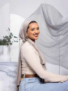 1 pieza Hiyab de mujer de jersey, hiyab de modal, unicolor, suave y sedoso, cómodo y transpirable, pañuelo, turbante de jersey, chal de 180cm*70cm, adecuado para uso diario, al aire libre, oración y culto