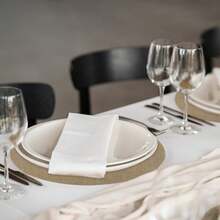 12 / 20 /50Bohemian FARMHOUSE Style Round Dining Mat, Luxurious Kraft Paper Table Mat, Diameter 33 Cm Ideal For Home, Wedding, Christmas Party Decoration, Coasters, Wedding Table Setting | Bohemian Style Home Decor - Khaki - View 3