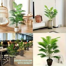 1pc UV Resistant Artificial Palm Tree - Real Touch Artificial Greenery, Perfect For Wedding Decor, Rome Decor, Home Decor, Garden Decor And Indoor/Outdoor Decorations,Fake Plants