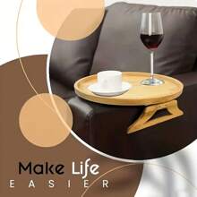 1pc Bamboo Foldable Sofa Armrest Tray, Clip-On Sofa Side Table, Portable Small Spaces Side Table - No Assembly Required, Ideal For Home Entertainment, Home Decor ,Rome Decor And Birthday Gifts