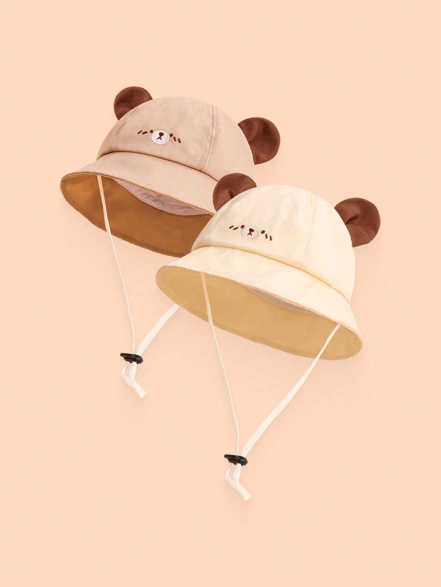 1 Peça Chapéu de Balde Adorável com Orelhas de Urso, Chapéu de Balde Fashion Respirável, Cordão Ajustável Adequado para Homens/Mulheres/Bebês, Proteção Solar de Primavera/Verão para Uso Externo