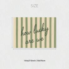 1pc, Unframed, How Lucky Are We - Green Striped Romantic Quote Poster, Lucky Love Print, Romantic Wall Art, Pastel Couple Gift, Emotional Home Art, Canvas Art For Living Room, Bedroom, Kitchen, Office, Cafe, Bar, Hallway, Home And Room Decoration