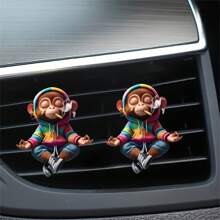 3pcs Cute Cat Car Ventilation Air Freshener Clip - Creative Hoodie Cat, Milk Tea Cat, Bell Cat Designs, 2D Acrylic Car Ventilation Decoration Clip, Comes With Aromatherapy Sheet, Deodorization + Random Scents, Car Air Freshener, Car Interior Decoration, Perfect Gift For Family And Friends