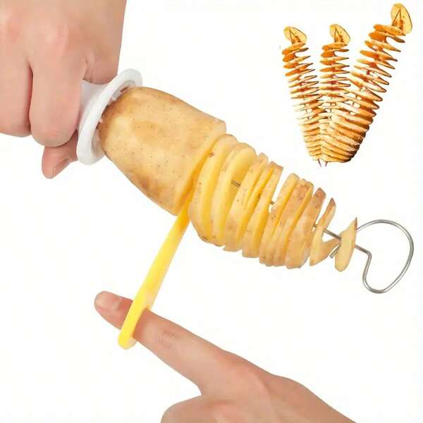 6pcs/Set Portable Camping Potato Skewers, Potato Chip Maker, Potato Slicer, Potato Spiral Cutter, Barbecue Tools, Kitchen Accessories Suitable For Outdoor BBQ, Home Picnics, Camping