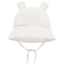 1pc Solid Color Baby Bear Ear Bucket Hat, Suitable For 0-1 Year Old Infants