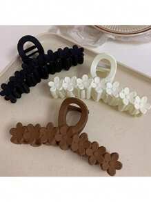 3pcs Flower Matte Hair Clips, Large Hair Accessories For Buns, Elegant Hair Claws For Women, Summer Beauty Claw Clips