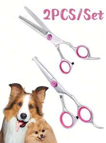 Professional Pet Grooming Scissors Set With Safety Round Tips, Stainless Steel Dog/Cat Shears, Thinning Scissors, Curved Scissors And Comb