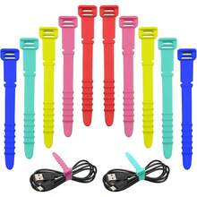 20 Silicone Zip Ties, Reusable, Black Elastic Organizer, Wire Management Zip Ties, Used Bundling And Securing Cables - Nhiều màu sắc tươi sáng hơn - Xem 2