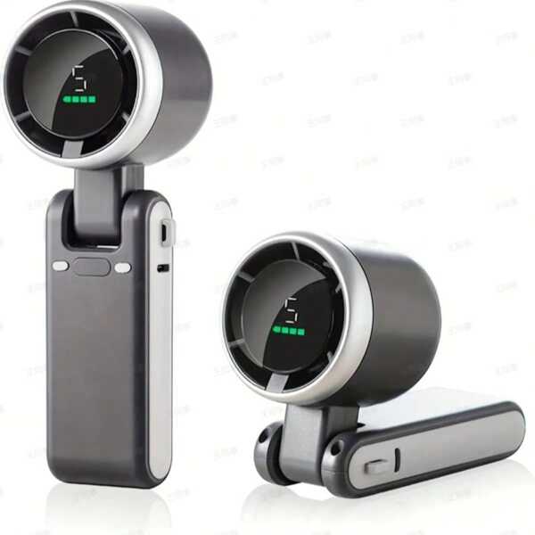 1PC Portable Triple-Function Handheld Turbine Fan, Neck-Hanging Fan, And Foldable Desk Fan. Features A 3600mAh Rechargeable Battery, Air Circulator, Cooler, Compact Pocket Size, Included Lanyard. Can Be Worn Around The Neck Or Folded For Tabletop Use. Sleek Design, Perfect For Summer Outdoor Sports, Camping, Travel, School, Work, Etc,Mini Fan