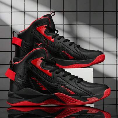 Bounce-Back Cushioned Breathable Popcorn Texture Solid Color Patchwork Fabric Sports Sneakers, Suitable For Gym & Outdoor, Spring/Autumn