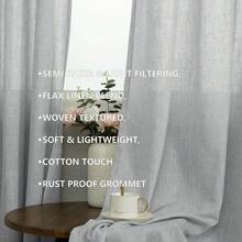 Light Grey Curtains 96 Inches Long For Living Room 2 Panels Set Grommet Linen Window Treatments 96 Inch Light Filtering Semi Sheer Curtains For Bedroom Country Gray - 淺灰色 - 查看 5