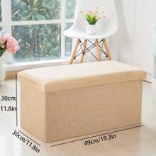 1pc Foldable Linen Storage Ottoman, Large Capacity, Suitable For Shoe Changing Or Sofa Bench, Multi-Functional Storage Stool