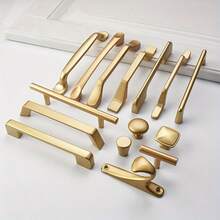10 件铝合金橱柜把手 - 金色把手、复古把手、现代风格把手、现代梳妆台抽屉拉手、防指纹厨柜五金、易于安装、适用于家居装饰并用于厨房、梳妆台和衣柜门抛光金属拉手 - 家居装饰家具五金 - 彩色 - 查看 11