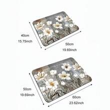 1PC White Floral Print Washing Machine Dust Cover Mat, Quick-Dry Absorbent Counter Top Pad For Laundry And Kitchen, Microwave And Refrigerator Dust CoveR Home Decoration Table Decoration,Party Decoration,Wedding Decoration,Dining Room Kitchen Decoration,Room Decoration,Home Decoration - Multicolor - View 2