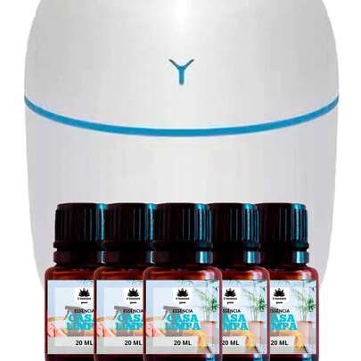 Kit Umidificador de Ar e Difusor Aromatizador Portátil EGG com 5 Essências Aromatizadoras Hidrossolúveis de 20ml | Deixe Qualquer Ambiente Perfumado com L' ESSENCE PURE