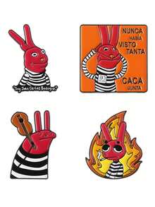 1 件&2 件&4 件动漫游戏珐琅别针卡通动物狼人物胸针徽章金属翻领背包毛衣配饰珠宝礼品