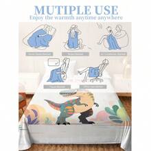 定制恐龙羊毛毯，印有名字和个性化文字，柔软轻便，四季皆宜，适合沙发、办公室、床、旅行、露营、生日、圣诞节等独特礼物 - 彩色 - 查看 5