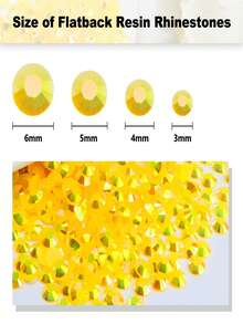 2000pcs 3-6mm Gold AB Flat Back Resin Rhinestones, Round Jelly Gems, Suitable For Making Accessories, Shoes, Clothes, Cosmetics, Bags, Decorations, Etc. - Golden Yellow Ab - View 4