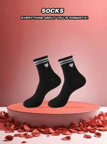 1 par de calcetines de alta calidad con diseño de corazón, calcetines cortos unisex lindos y cómodos, adecuados para el verano y todas las estaciones, excelentes para regalos del Día del Padre, Pascua, regreso a la escuela, Navidad, Acción de Gracias, Día de la Independencia