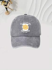 1pc Sun Graphic Baseball Cap, Washable Adjustable Hat, Fashion Breathable Versatile Outdoor Sun Protection, Gift For Holidays