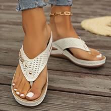 Women's Casual Slip-On Slippers, Fashion Versatile Comfortable Wedge Platform Flip Flops
