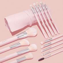 ColourPop Stone Cold Brush Roll Face & Eye Brush Set - Face & Eye Makeup Brush Set - Made With Luxe Synthetic Vegan Bristles - Includes Holder (15 Count) - 煙燻玫瑰套裝 - 查看 4