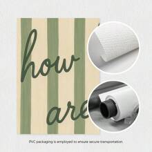 1pc, Unframed, How Lucky Are We - Green Striped Romantic Quote Poster, Lucky Love Print, Romantic Wall Art, Pastel Couple Gift, Emotional Home Art, Canvas Art For Living Room, Bedroom, Kitchen, Office, Cafe, Bar, Hallway, Home And Room Decoration