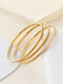 3 chiếc vòng tay mỏng 2,5mm, vòng tay viền xiên mạ vàng 18k mờ, phong cách thời trang tối giản, dành cho cả nam và nữ khi đi câu lạc bộ/tiệc tùng, 3 kích cỡ - Vàng - Xem 8