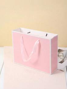 1PC/, 10pcs/,Shopping Bags, Packaging Bags With Handles,Bowknot Decor Tote Bag, White Large Capacity Paper Handbag, Halloween Thanksgiving Christmas New Year Wedding Birthday Gift Package Bag, Simple Solid Color Shopping Bag, Small Business Supplies, Cheapest Items Available, Jewelry Gift Wrapping Boxes For Christmas Party, Summer Wed1ding, Wedding Season, Outdoor Party, Holiday Party - Pink - View 5