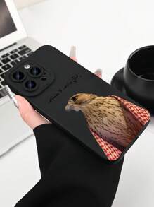 1 pieza Tela roja con estampado retro de pájaro volador en 2D, popular y creativa tela oriental minimalista de alta gama con eslogan de dibujos animados, adecuada como regalo de cumpleaños/vacaciones para mayores, amigos, familia, parejas o para ti mismo. Carcasa suave mate negra con protección completa contra el polvo y el agua, compatible con iPhone 16/15/14/13/12/11/Pro/ProMax/X/XR/XS/XSMAX/7/8/PLUS y modelos