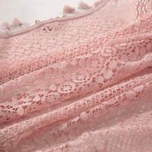 Blush Pink Curtains 2 Panels 84 Inches Long Cotton Crochet Lace Sheer Curtain Cute Soft Baby Pink Curtains For Girls Room Nursery Living Room,Rod Pocket Tassel Semi Sheer Drapes,Dusty Grey Pink - 粉色 - 查看 8