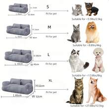 超柔软豪华猫床，可拆卸可洗防滑小猫猫睡屋，温暖猫沙发，多种尺寸可选 - 灰色 - 查看 9