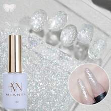 MIANEL GEL MIANEL 12ml 月光椰奶白色凝胶指甲油，夜间闪耀，包含畅销的白色、粉色、蓝色凝胶指甲油，2025 年新款多功能闪亮钻石亮片指甲油，非常适合美甲沙龙、白色美甲、圣诞节美甲、万圣节美甲、秋季美甲用品。 - 藍白色 - 查看 3