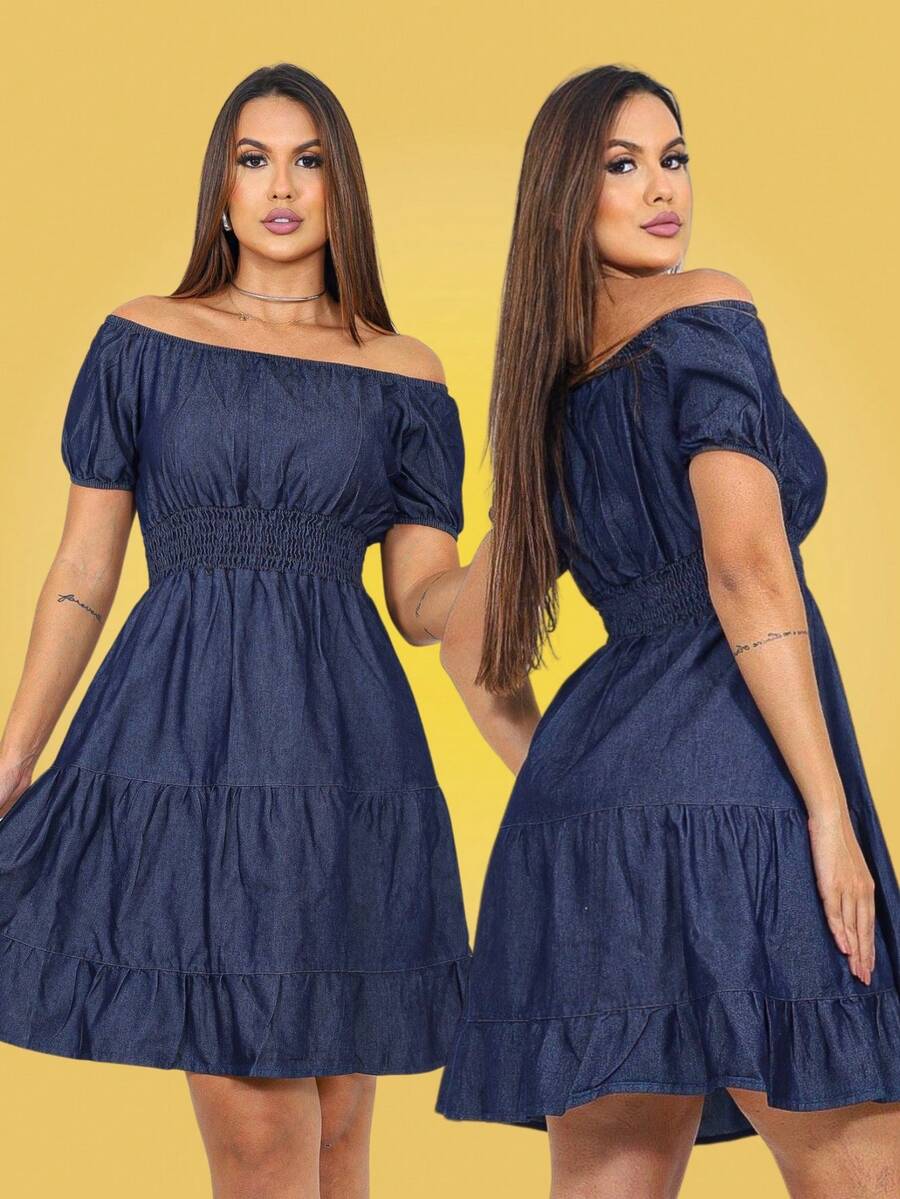 Women Dresses - 深色水洗藍 - 查看 1