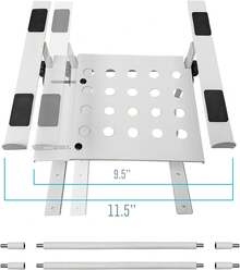 AxcessAbles Two-Tier Adjustable DJ Stand With Clamps | For Controllers And Laptops Up To 20lbs.| Controller Stand Compatible With DDJ-REV1, DDJ-FLX4, Party Mix | (LTS-03 White) - Black and White - View 7