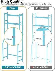 3-Tier Over The Toilet Storage, Freestanding Metal Bathroom Shelves With 4 Hooks, Over Toilet Storage Shelf With Paper Holder, Above The Toilet Shelf For Bathroom Storage, Blue - 藍色 - 查看 7