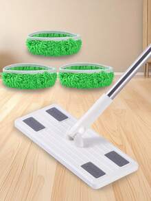2pcs/Set Upgraded Thick Elastic Washable Mop Replacement Pads, Suitable For Flat Mops - Reusable Microfiber Mop Heads And Disposable Dry Dusting Cloths, For Hardwood, Laminate, Tile Floors Cleaning, With Rust-Proof Stainless Steel Handle, Dry & Wet Dual-Use Replacement Set (Compatible With Sweeping Mop Replacement) - trắng - Xem 7