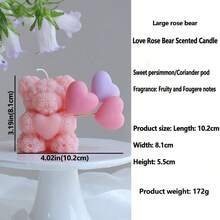 1 pezzo Candela profumata creativa a forma di cuore con orsetto rosa, disponibile in varie dimensioni e colori, decorazione carina, bomboniera per matrimonio, decorazione romantica per la casa, regalo per la stagione dei matrimoni, regalo di San Valentino, candela per compleanno, regalo per donne, regalo per l'autunno/inverno, regalo di Natale, decorazione per la stanza