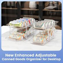 Drink Organizer For Fridge Soda Holder For Refrigerator Can Dispenser,Adjustable Width Can Holders For Fridge Suitable For Storage Cabinet And Pantry Clear (2 Pack) - Gói 2 - Xem 4