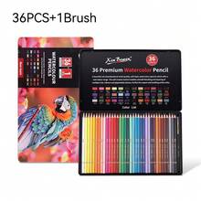 1 套铁盒水溶性彩色铅笔套装，12/24/36/72 色，木制彩色铅笔，非常适合手绘、油画和素描，专业美术画笔套装，钢笔，绘画和艺术材料，包装精美，非常适合初学者、学校用品、文具、剪贴簿用品、着色书、返校礼物。 - 彩色 - 查看 9