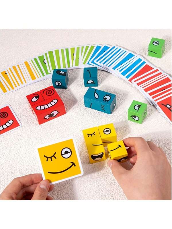 Face Changing Game - 4-Player Wooden Puzzle Game For Youngsters, Interactive Family Fun And Early Learning Toy, Suitable For Home, Party And School, Ideal For Gift Giving!